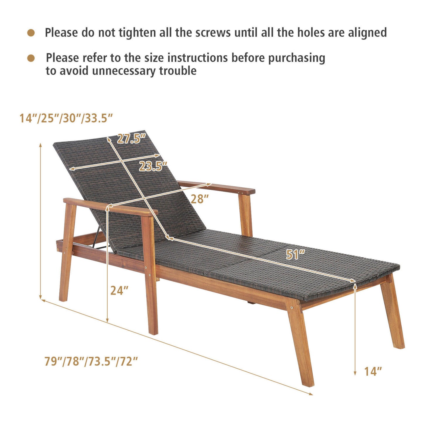 Patio Rattan Lounge Chair with 4-Position Adjustable Backrest, Brown Outdoor Chaise Lounges at Gallery Canada