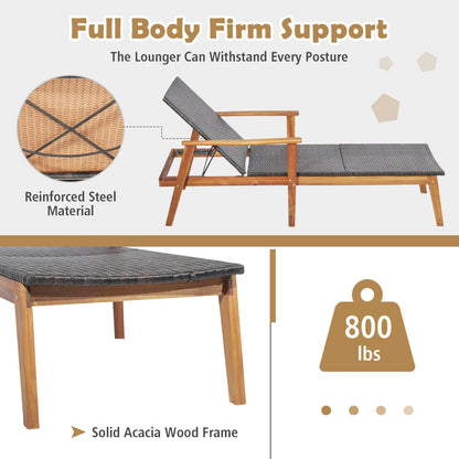 Patio Rattan Lounge Chair with 4-Position Adjustable Backrest, Brown Outdoor Chaise Lounges at Gallery Canada