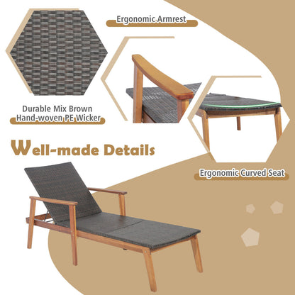 Patio Rattan Lounge Chair with 4-Position Adjustable Backrest, Brown Outdoor Chaise Lounges at Gallery Canada