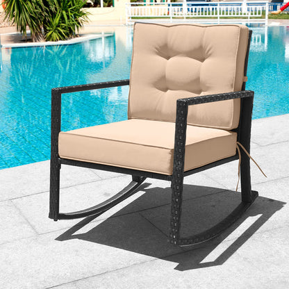 Patio Rattan Rocker Outdoor Glider Rocking Chair Cushion Lawn, Brown Patio Rocking Chairs & Gliders at Gallery Canada