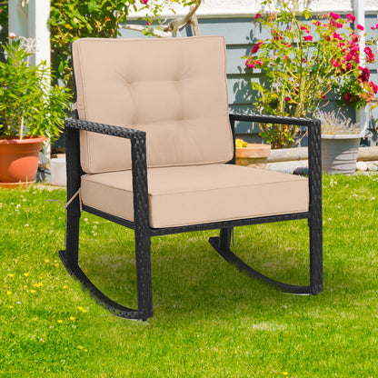 Patio Rattan Rocker Outdoor Glider Rocking Chair Cushion Lawn, Brown Patio Rocking Chairs & Gliders at Gallery Canada