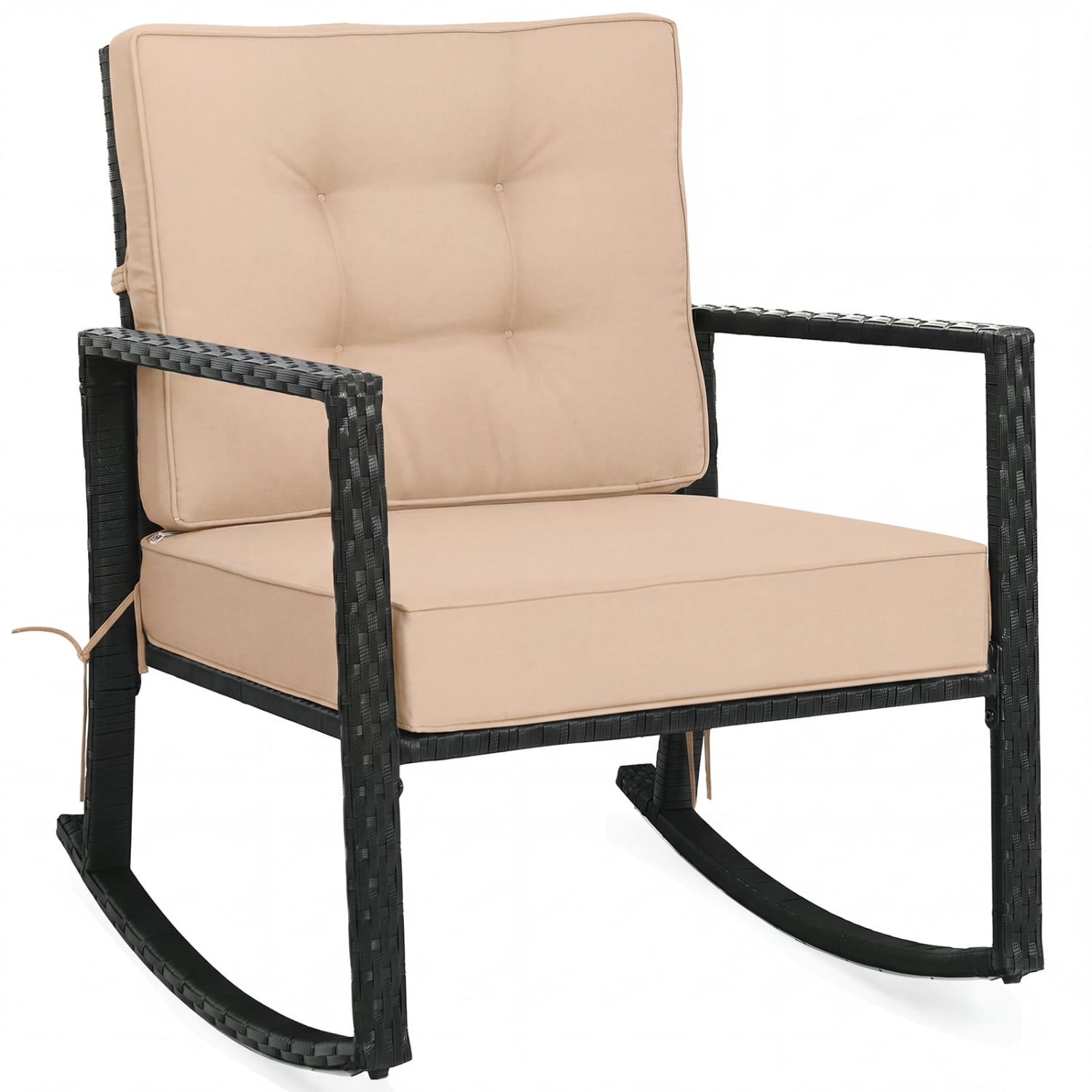 Patio Rattan Rocker Outdoor Glider Rocking Chair Cushion Lawn, Brown Patio Rocking Chairs & Gliders Brown at Gallery Canada