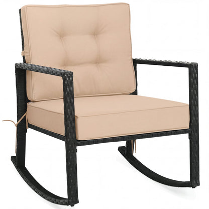 Patio Rattan Rocker Outdoor Glider Rocking Chair Cushion Lawn, Brown Patio Rocking Chairs & Gliders Brown at Gallery Canada