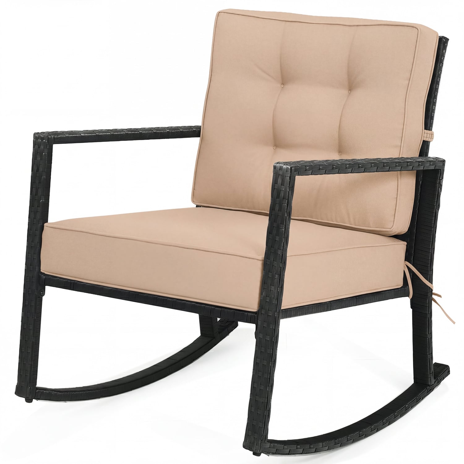 Patio Rattan Rocker Outdoor Glider Rocking Chair Cushion Lawn, Brown Patio Rocking Chairs & Gliders at Gallery Canada