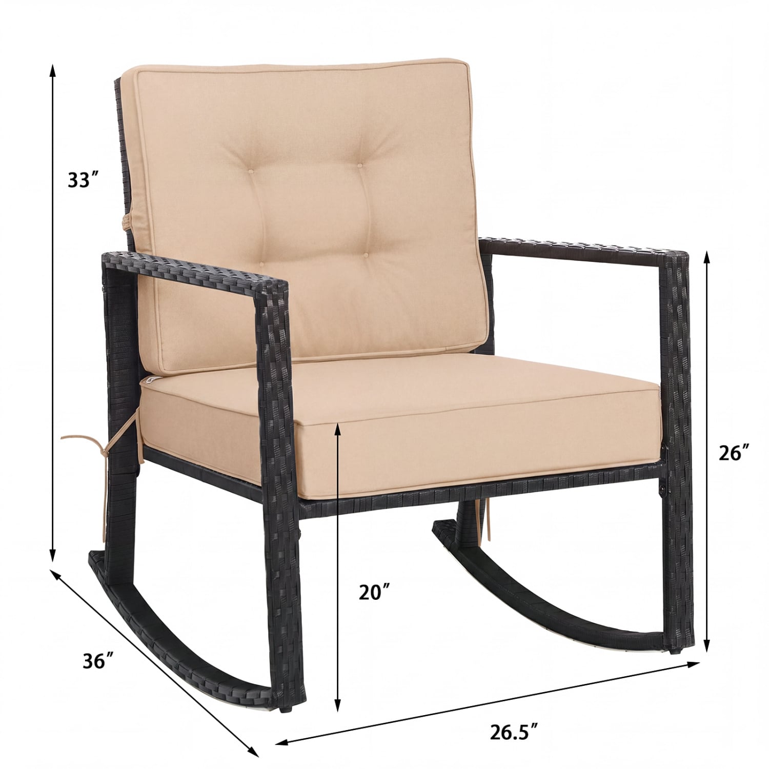 Patio Rattan Rocker Outdoor Glider Rocking Chair Cushion Lawn, Brown Patio Rocking Chairs & Gliders at Gallery Canada
