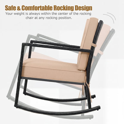 Patio Rattan Rocker Outdoor Glider Rocking Chair Cushion Lawn, Brown Patio Rocking Chairs & Gliders at Gallery Canada