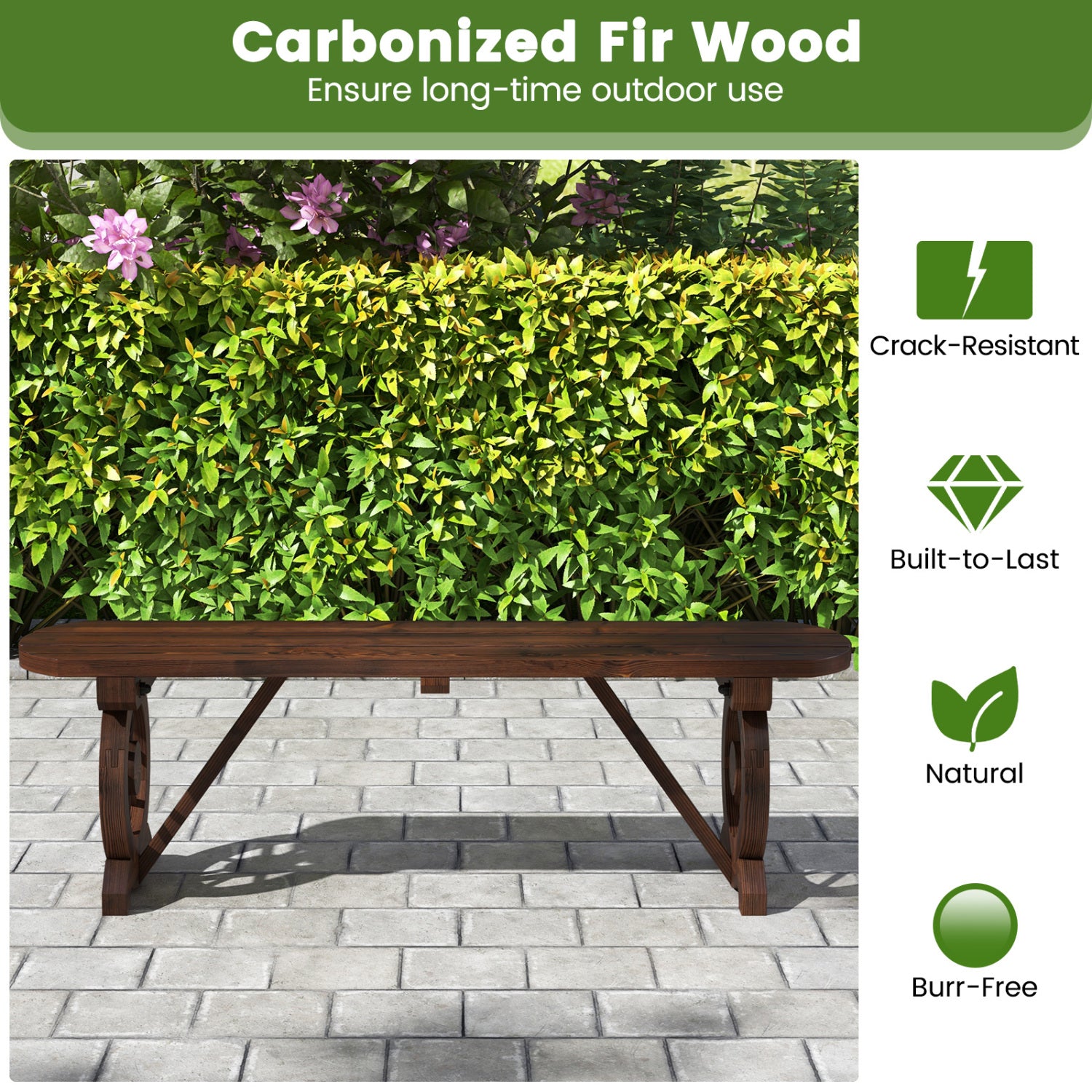 Rustic Wood Bench With Wagon Wheel Base, Rustic Brown Outdoor Benches at Gallery Canada