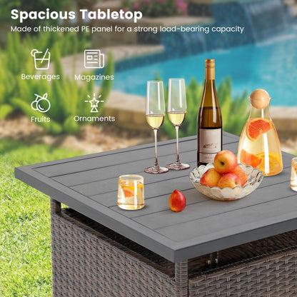 Square Wicker Side Table With Umbrella Hole, Brown Patio Coffee Tables at Gallery Canada