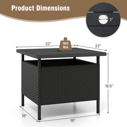 Square Wicker Side Table With Umbrella Hole, Black Patio Coffee Tables at Gallery Canada