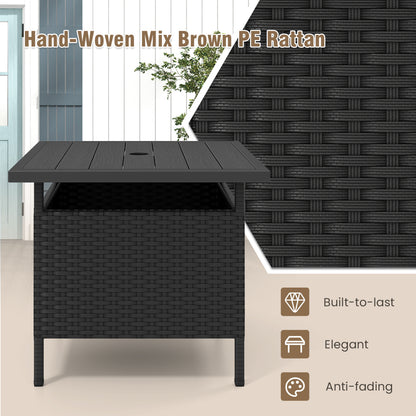 Square Wicker Side Table With Umbrella Hole, Black Patio Coffee Tables at Gallery Canada