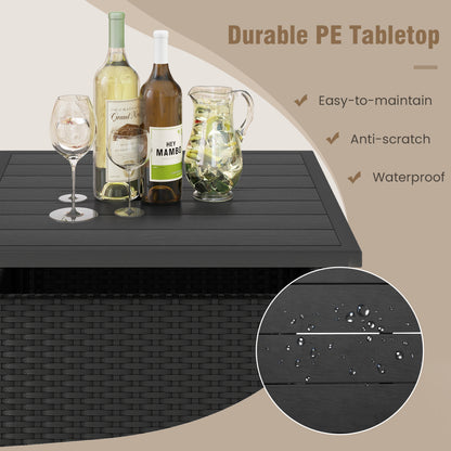 Square Wicker Side Table With Umbrella Hole, Black Patio Coffee Tables at Gallery Canada