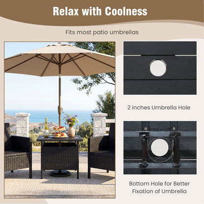 Square Wicker Side Table With Umbrella Hole, Black Patio Coffee Tables at Gallery Canada