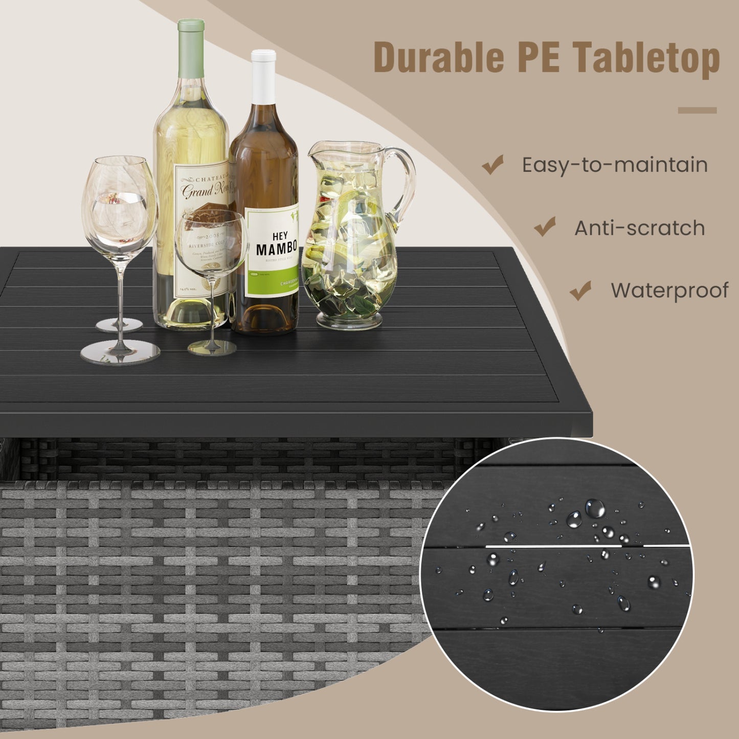 Square Wicker Side Table, With Umbrella Hole, Gray Patio Coffee Tables at Gallery Canada