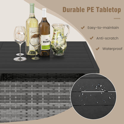 Square Wicker Side Table, With Umbrella Hole, Gray Patio Coffee Tables at Gallery Canada