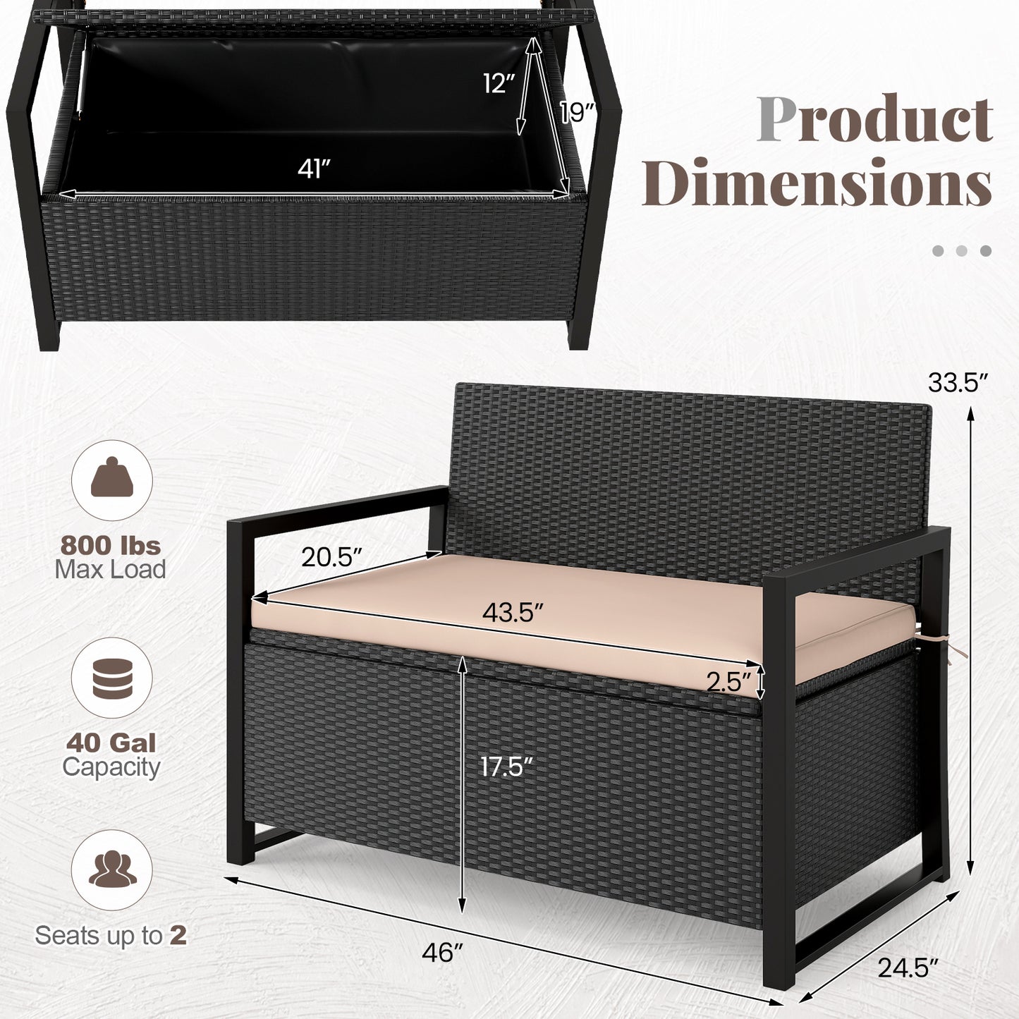Patio Storage Bench Outdoor Wicker Loveseat with Built-in Storage, Brown Sheds & Outdoor Storage at Gallery Canada