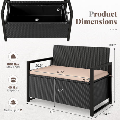 Patio Storage Bench Outdoor Wicker Loveseat with Built-in Storage, Brown Sheds & Outdoor Storage at Gallery Canada