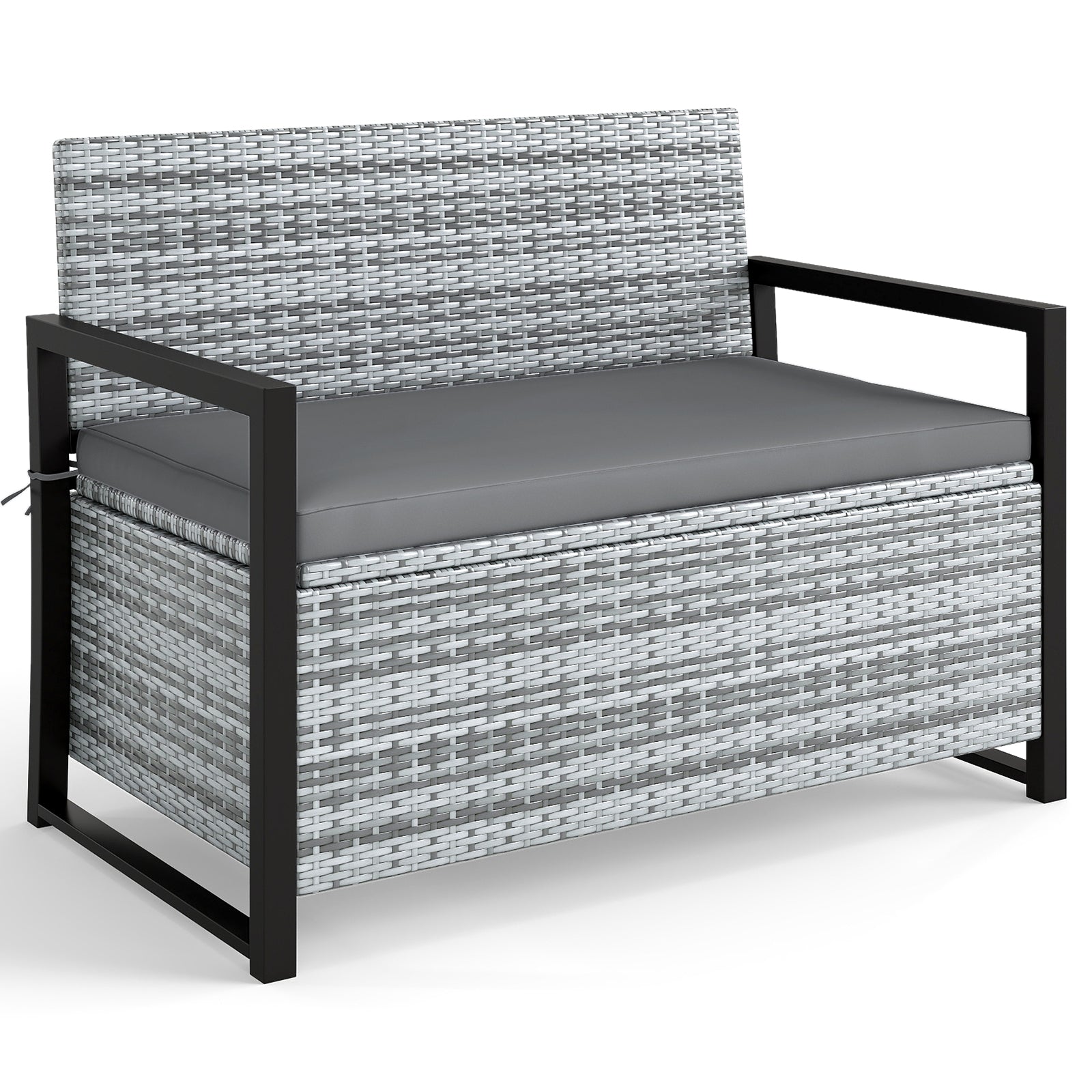 Outdoor Wicker Loveseat With Built-In Storage, Gray Sheds & Outdoor Storage at Gallery Canada