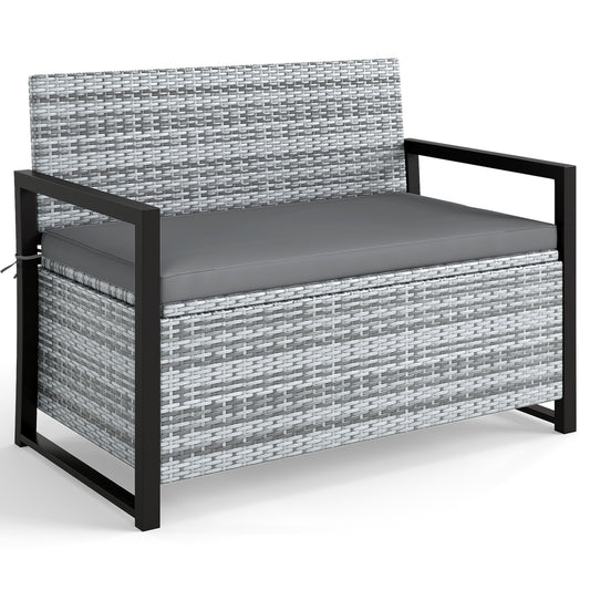 Outdoor Wicker Loveseat With Built-In Storage, Gray Sheds & Outdoor Storage Gray at Gallery Canada