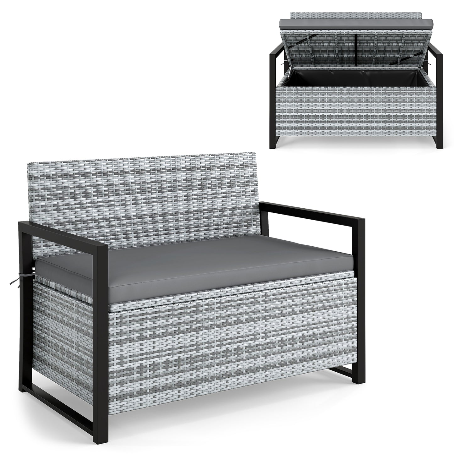 Outdoor Wicker Loveseat With Built-In Storage, Gray Sheds & Outdoor Storage at Gallery Canada