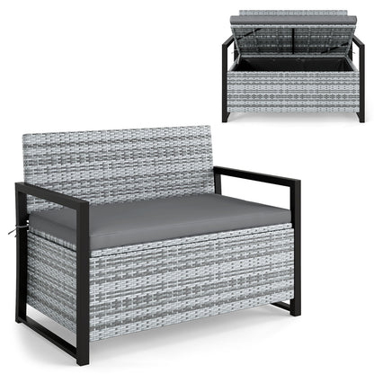 Outdoor Wicker Loveseat With Built-In Storage, Gray Sheds & Outdoor Storage at Gallery Canada
