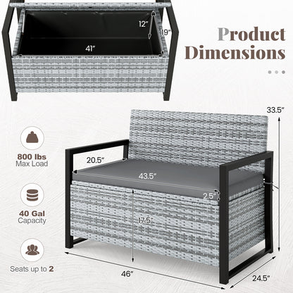 Outdoor Wicker Loveseat With Built-In Storage, Gray Sheds & Outdoor Storage at Gallery Canada