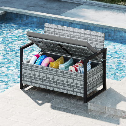 Outdoor Wicker Loveseat With Built-In Storage, Gray Sheds & Outdoor Storage at Gallery Canada
