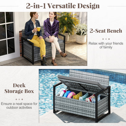 Outdoor Wicker Loveseat With Built-In Storage, Gray Sheds & Outdoor Storage at Gallery Canada