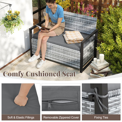 Outdoor Wicker Loveseat With Built-In Storage, Gray Sheds & Outdoor Storage at Gallery Canada
