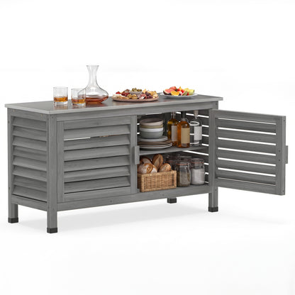 Armoire de rangement pour patio, plan de travail en acier inoxydable, gris