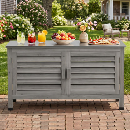 Armoire de rangement pour patio, plan de travail en acier inoxydable, gris
