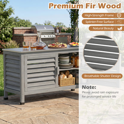 Armoire de rangement pour patio, plan de travail en acier inoxydable, gris