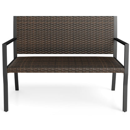 Patio Sun-Proof Rattan Loveseat with Soft Sponge Seat, Brown Patio Rocking Chairs & Gliders Brown at Gallery Canada