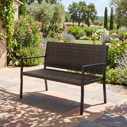 Patio Sun-Proof Rattan Loveseat with Soft Sponge Seat, Brown Patio Rocking Chairs & Gliders at Gallery Canada
