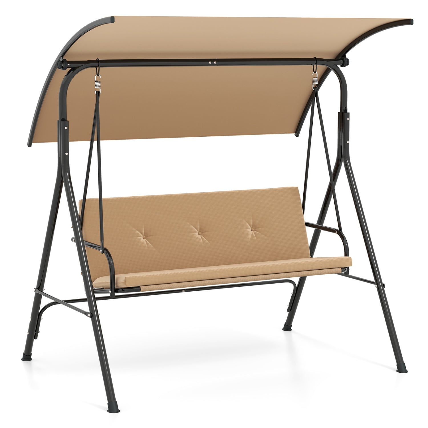 Patio Swing Chair with Adjustable Canopy & Removable Cushion and Metal Stand, Beige Porch Swings Beige at Gallery Canada