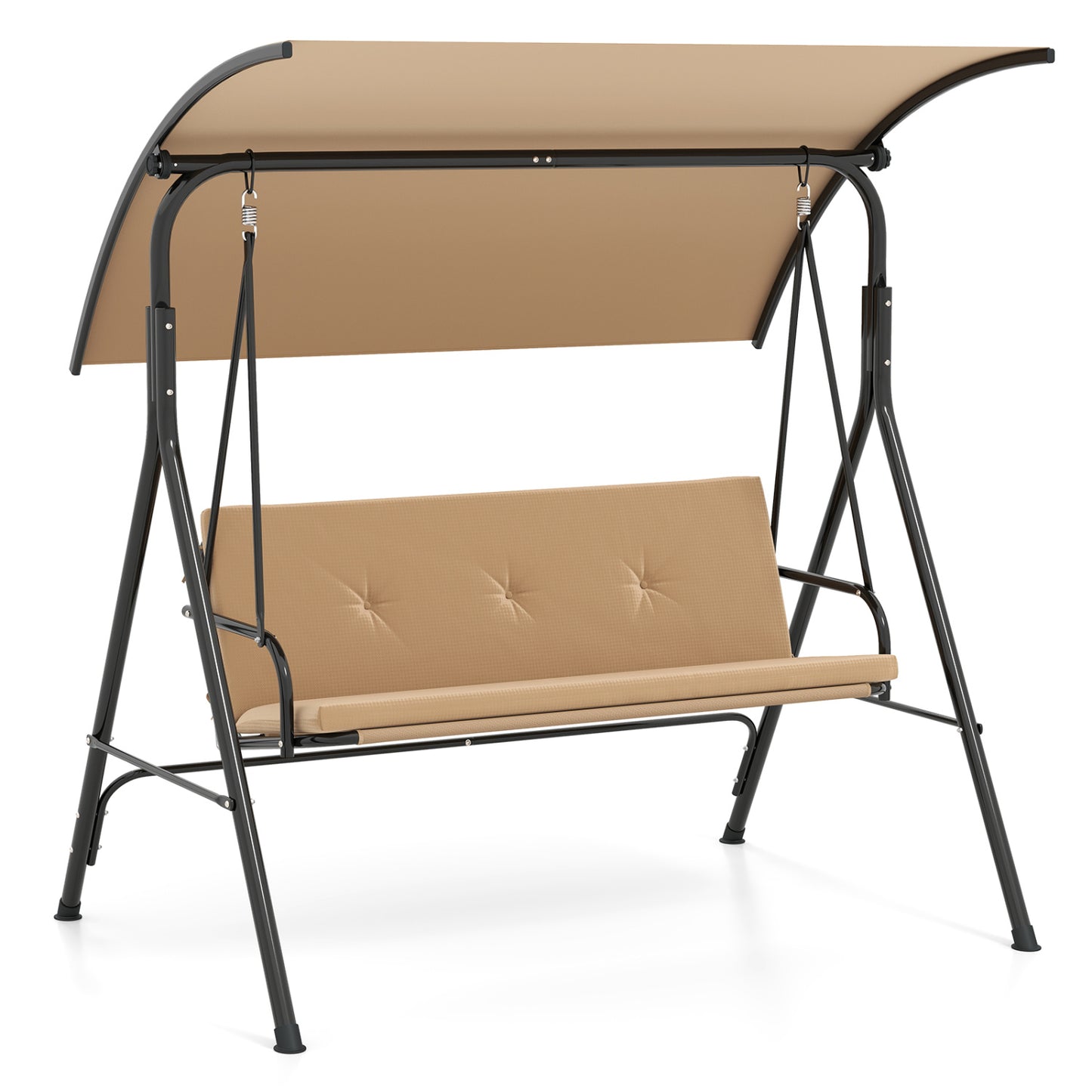Patio Swing Chair with Adjustable Canopy & Removable Cushion and Metal Stand, Beige Porch Swings Beige at Gallery Canada