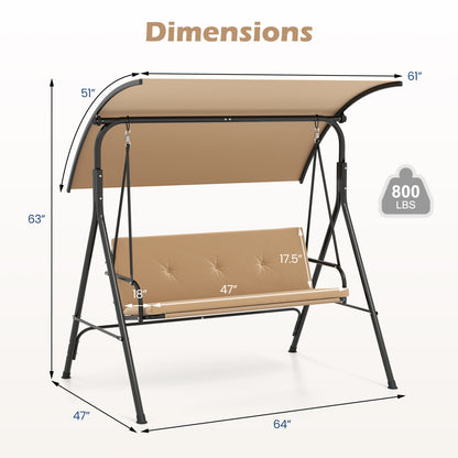 Patio Swing Chair with Adjustable Canopy & Removable Cushion and Metal Stand, Beige Porch Swings at Gallery Canada