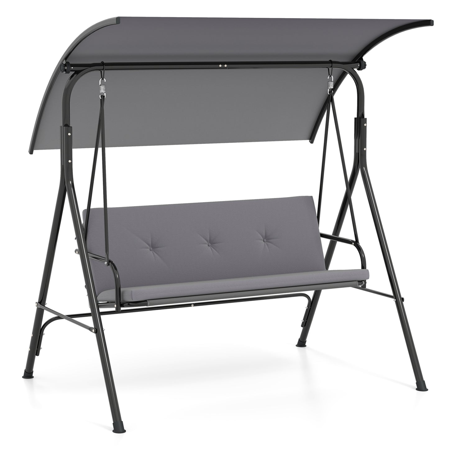 Patio Swing Chair with Adjustable Canopy & Removable Cushion and Metal Stand, Gray Porch Swings at Gallery Canada