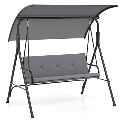 Patio Swing Chair with Adjustable Canopy & Removable Cushion and Metal Stand, Gray Porch Swings at Gallery Canada