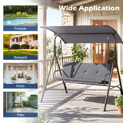 Patio Swing Chair with Adjustable Canopy & Removable Cushion and Metal Stand, Gray Porch Swings at Gallery Canada