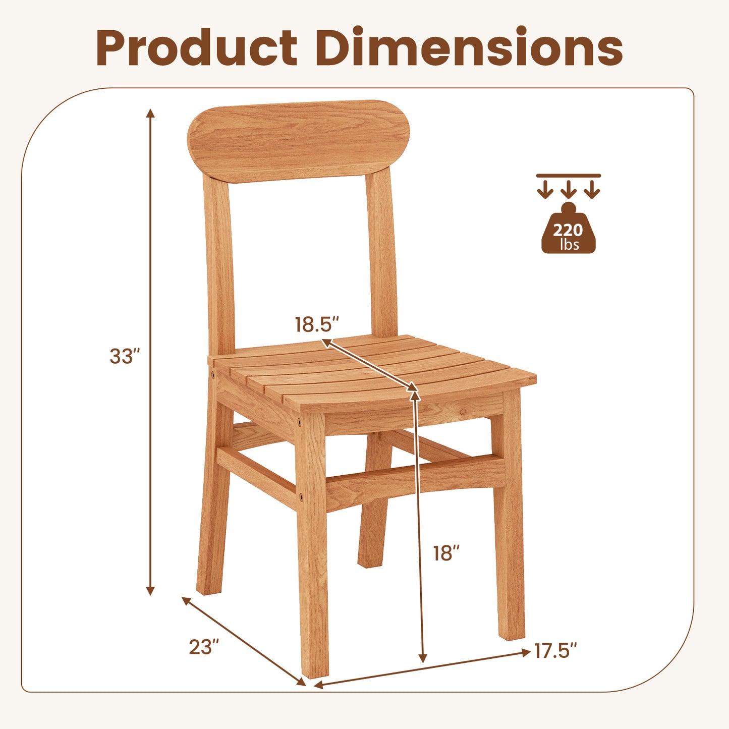 Patio Teak Wood Chair, Natural Patio Dining Chairs at Gallery Canada