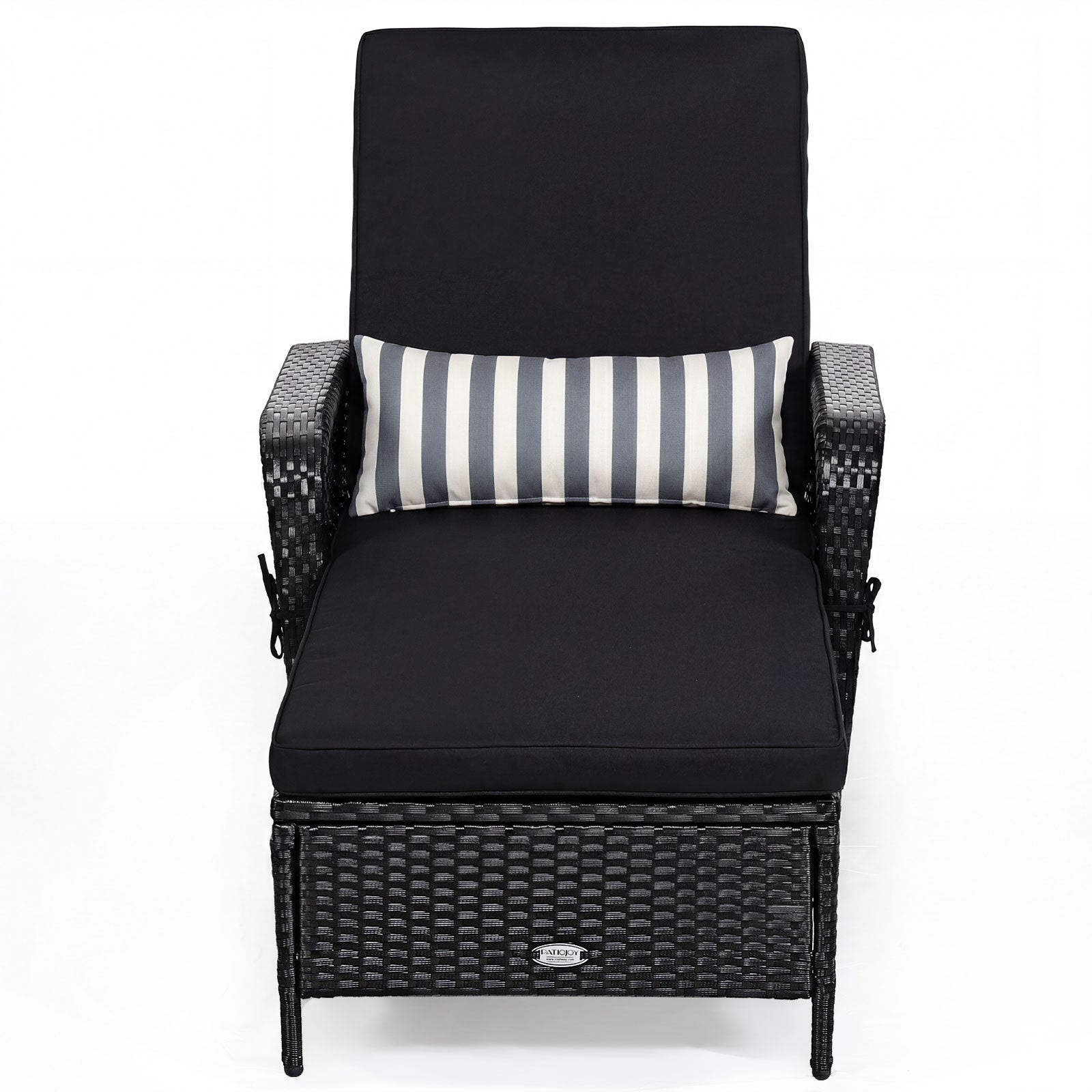 Wicker Chaise Lounge Chair, Wood Grain, Adjustable Backrest, Black Outdoor Chaise Lounges at Gallery Canada