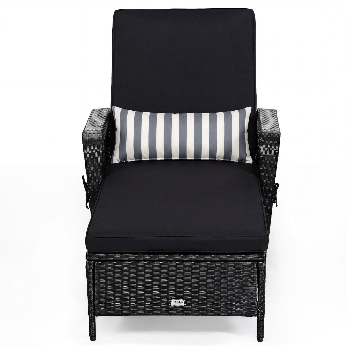 Wicker Chaise Lounge Chair, Wood Grain, Adjustable Backrest, Black Outdoor Chaise Lounges at Gallery Canada