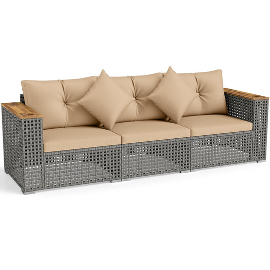 Patio Wicker Sectional Set, Armless & Corner Sofas, Beige Outdoor Sectionals Beige at Gallery Canada