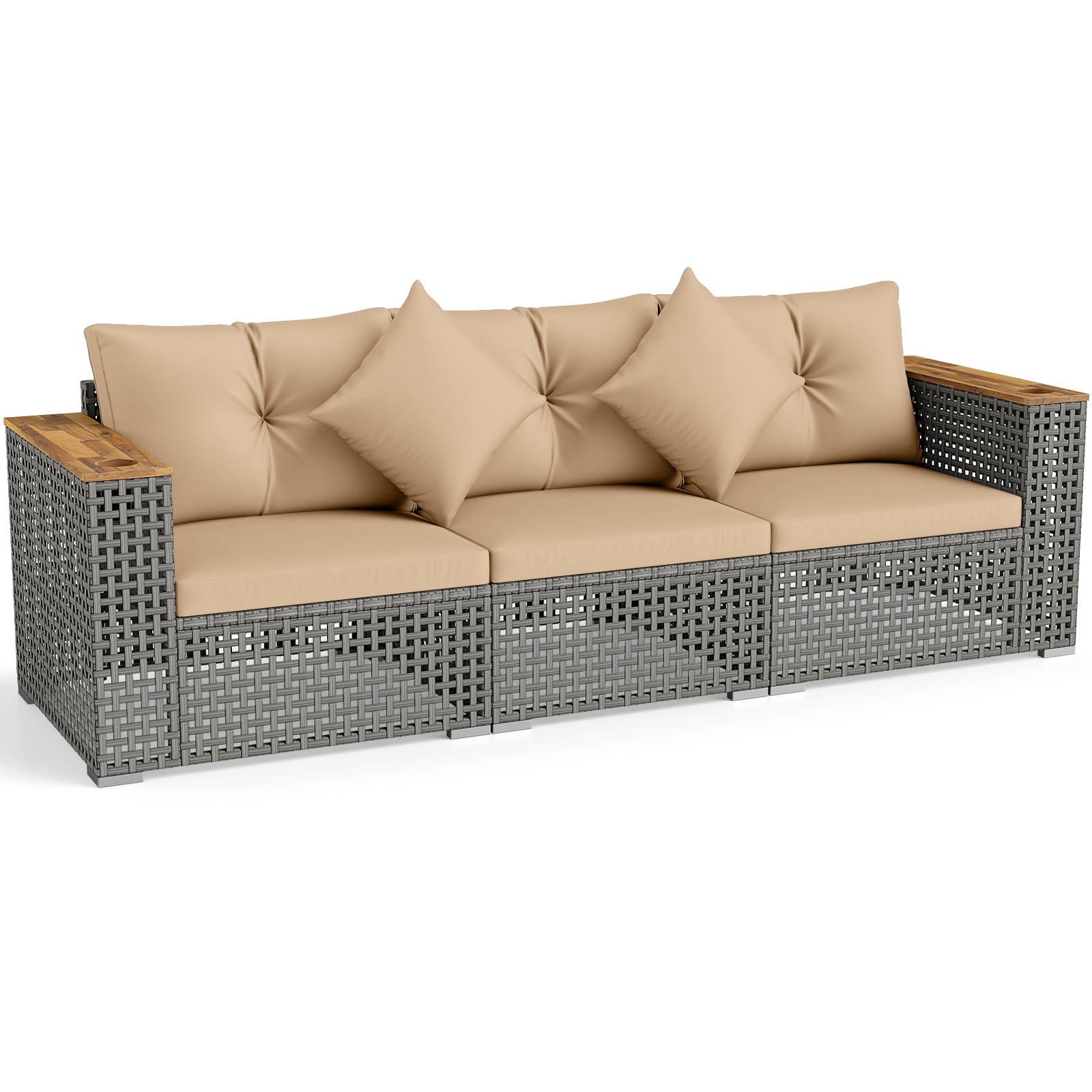 Patio Wicker Sectional Set, Armless & Corner Sofas, Beige Outdoor Sectionals Beige at Gallery Canada