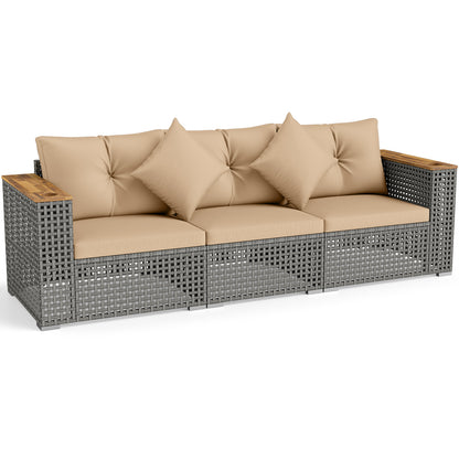 Patio Wicker Sectional Set, Armless & Corner Sofas, Beige Outdoor Sectionals Beige at Gallery Canada