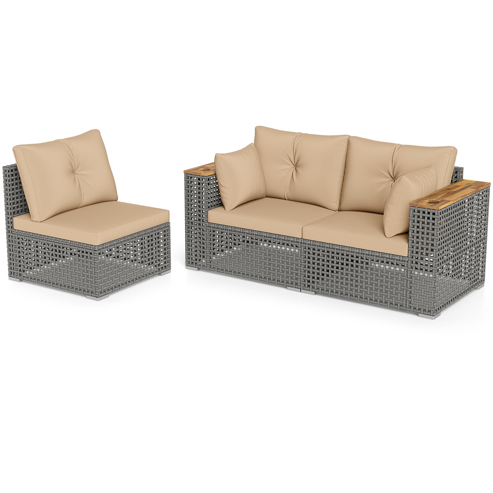 Patio Wicker Sectional Set, Armless & Corner Sofas, Beige Outdoor Sectionals at Gallery Canada