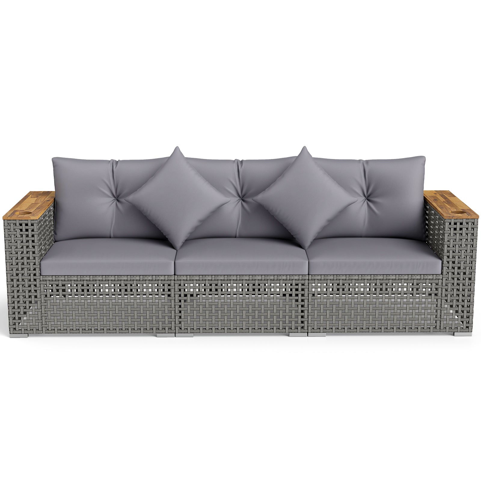 Wicker Sectional Set, 1 Armless and 2 Corner Sofas, Gray Outdoor Sectionals at Gallery Canada