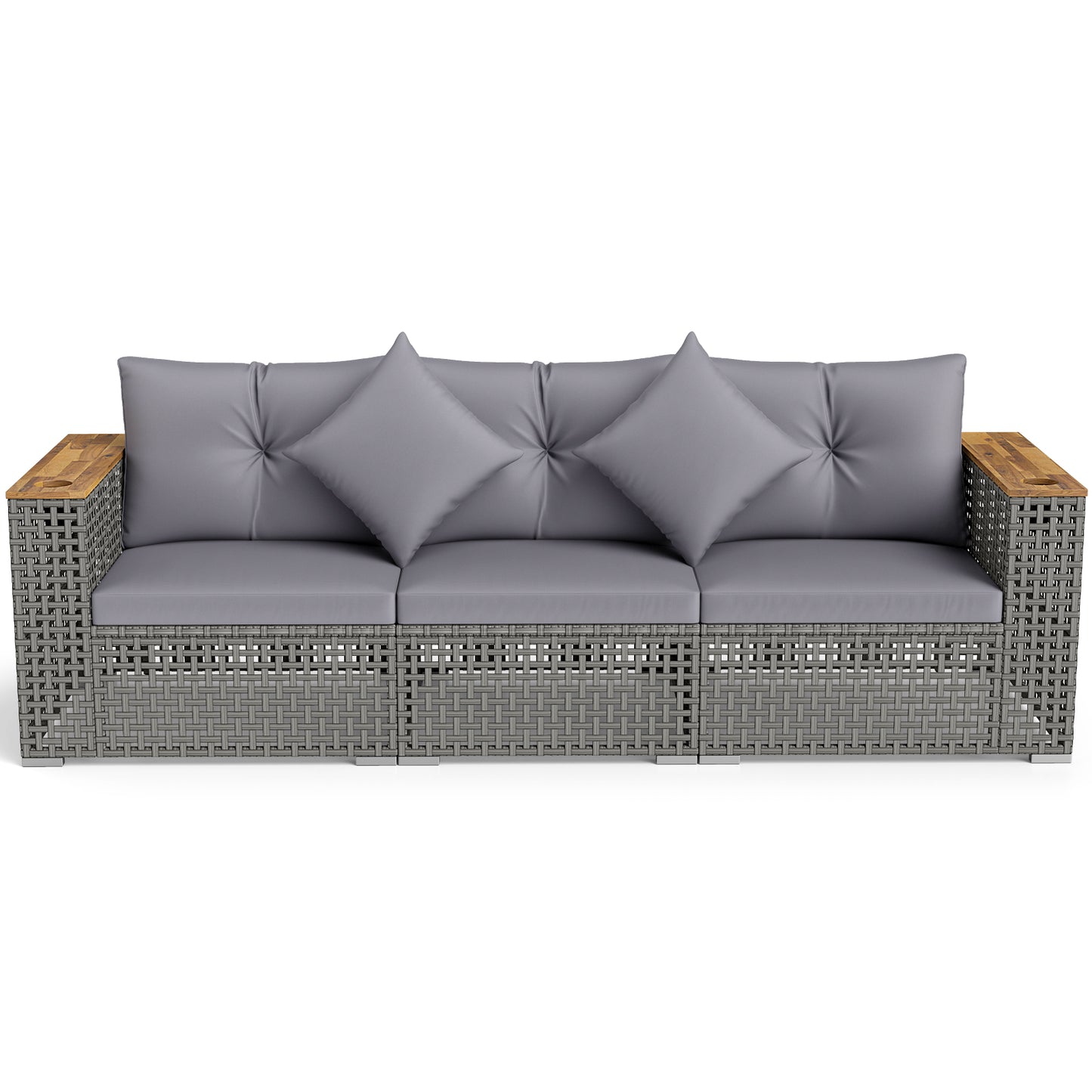 Wicker Sectional Set, 1 Armless and 2 Corner Sofas, Gray Outdoor Sectionals at Gallery Canada