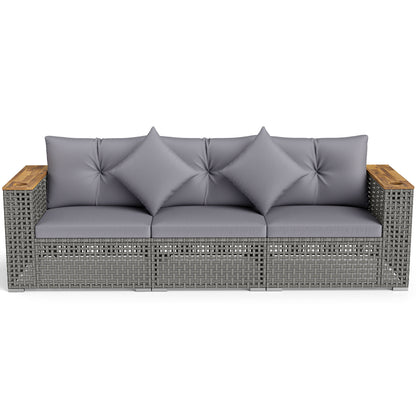 Wicker Sectional Set, 1 Armless and 2 Corner Sofas, Gray Outdoor Sectionals at Gallery Canada