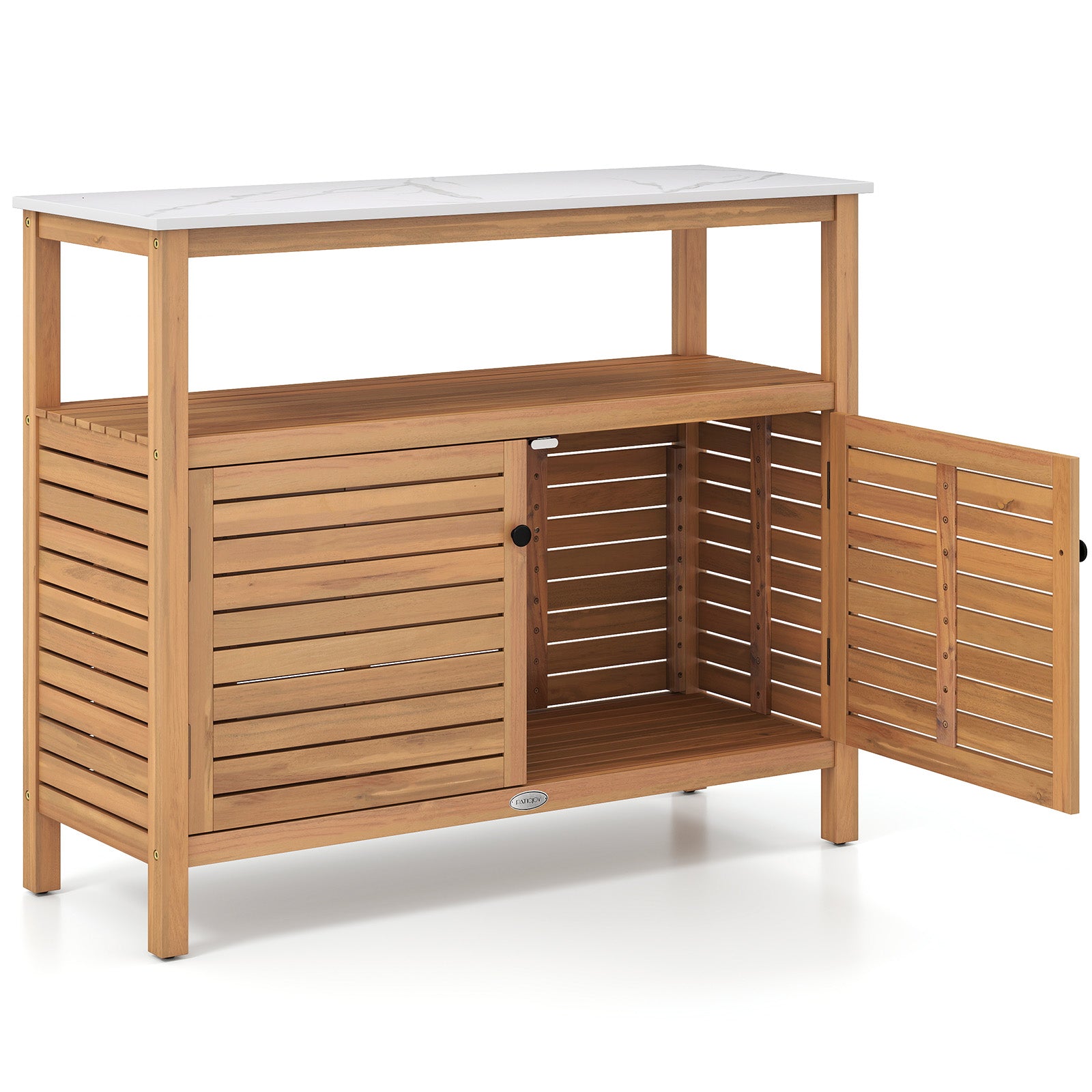 Patio Wood Storage Cabinet, Outdoor Acacia Wood Buffet Cabinet Outdoor & Patio Furniture Options at Gallery Canada